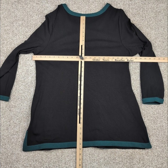 CJ Banks Women's Black Teal Trim Long Sleeve Tunic Top Plus Size 2X - Picture 5 of 5